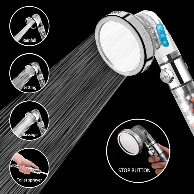 Filtered Shower Head With 4 Settings and Water Saving Feature