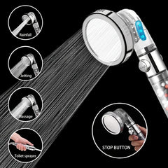 Filtered Shower Head With 4 Settings and Water Saving Feature