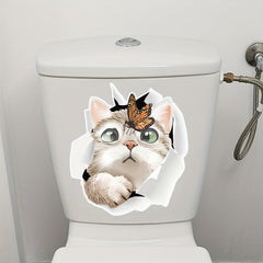 Cat Toilet Sticker Cartoon Decals for Bathroom Self Adhesive Fun Decor