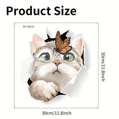 Cat Toilet Sticker Cartoon Decals for Bathroom Self Adhesive Fun Decor