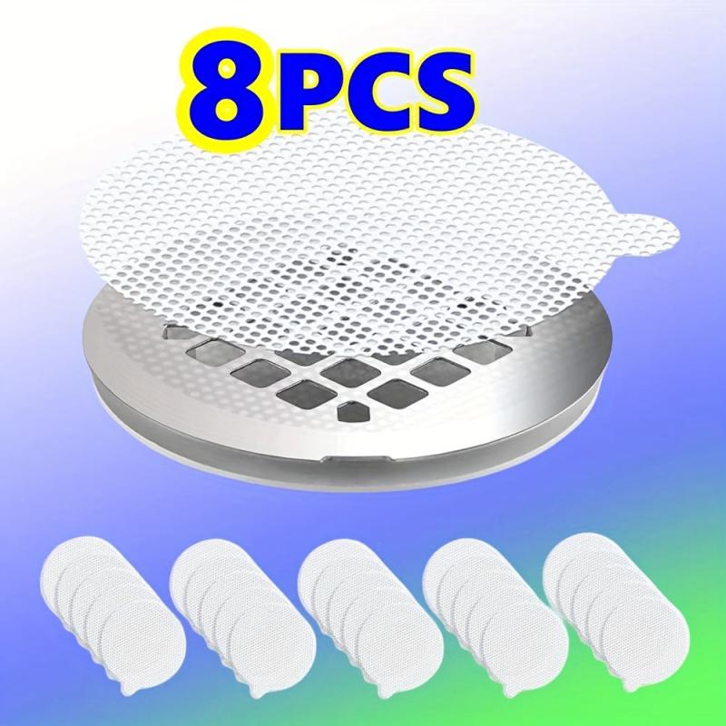 8pcs Disposable Shower Drain Hair Catcher Mesh Stickers