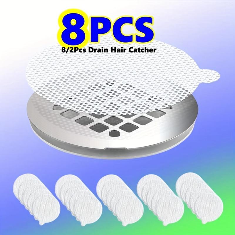 8pcs Disposable Shower Drain Hair Catcher Mesh Stickers