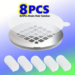 8pcs Disposable Shower Drain Hair Catcher Mesh Stickers