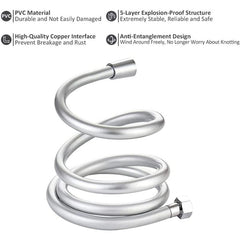 4.92ft Flexible PVC Shower Hose Universal Interface Bathroom Accessory