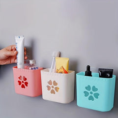 Wall Mounted Bathroom Storage Rack Toothbrush Holder Cosmetic Storage Box