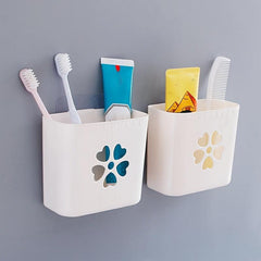 Wall Mounted Bathroom Storage Rack Toothbrush Holder Cosmetic Storage Box