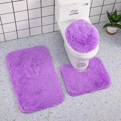 3pcs Bathroom Mat Set Soft Plush Absorbent Non-slip Mat
