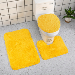3pcs Bathroom Mat Set Soft Plush Absorbent Non-slip Mat