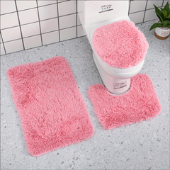 3pcs Bathroom Mat Set Soft Plush Absorbent Non-slip Mat