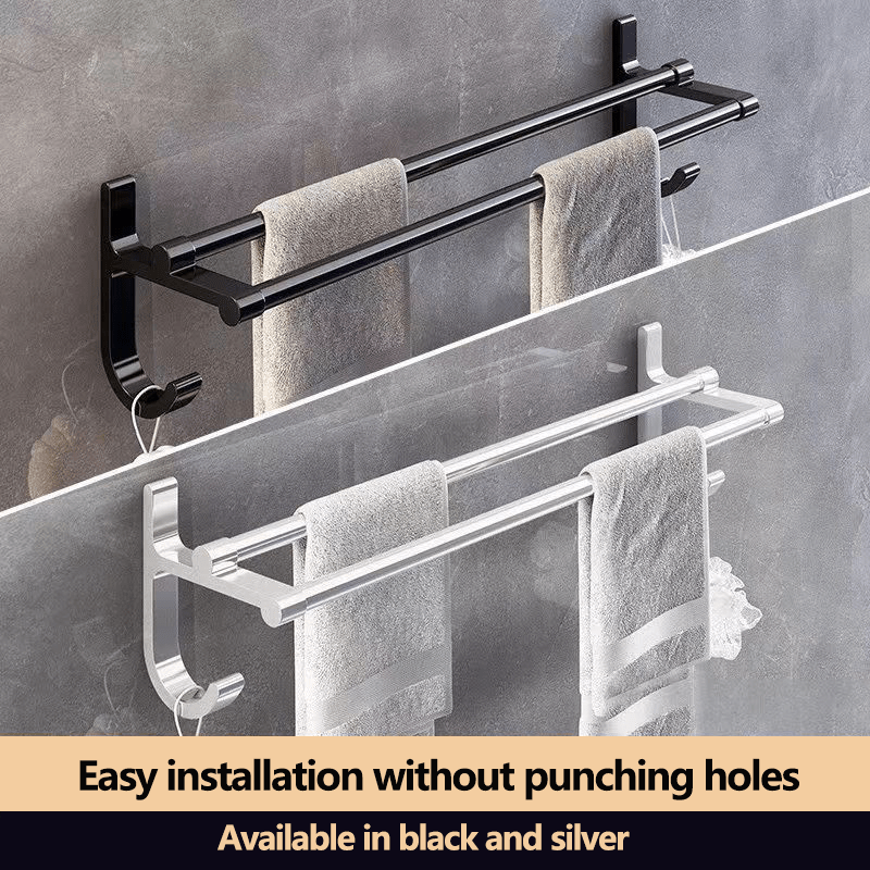 Wall Mounted Towel Holder Punch Towel Rack with Hook