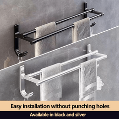Wall Mounted Towel Holder Punch Towel Rack with Hook