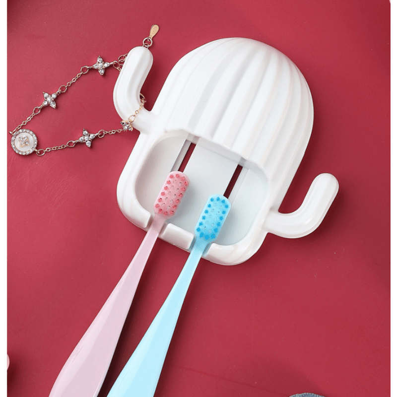 Cactus Shaped Toothbrush Rack Wall Mounted Bathroom Holder