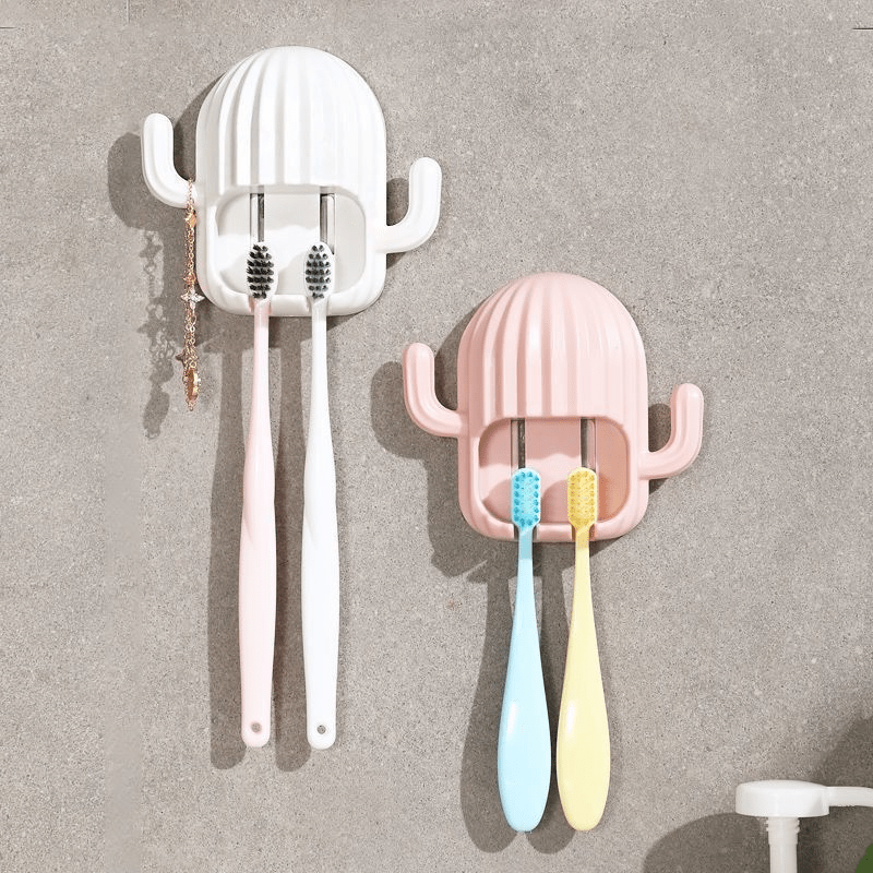 Cactus Shaped Toothbrush Rack Wall Mounted Bathroom Holder