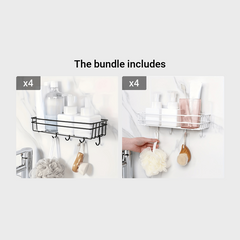 Adhesive Wall Mounted Bathroom Storage Rack Stainless Steel