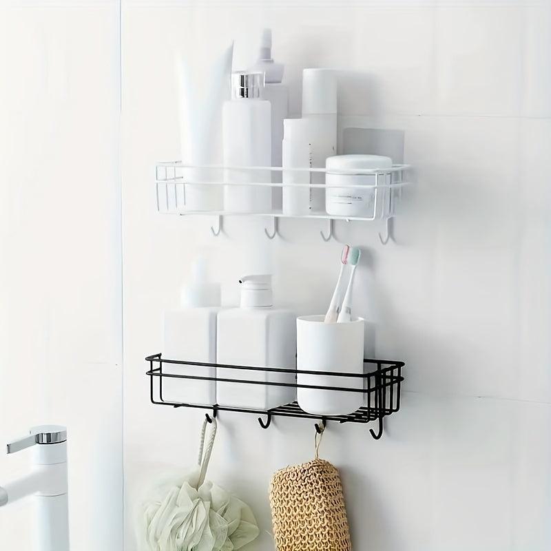 Adhesive Wall Mounted Bathroom Storage Rack Stainless Steel