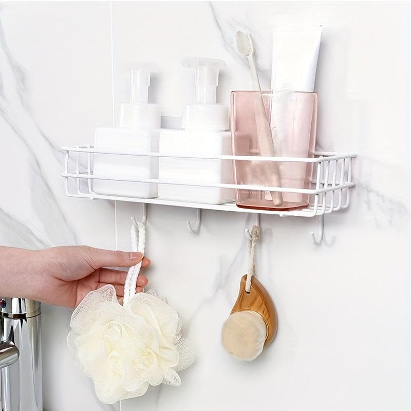 Adhesive Wall Mounted Bathroom Storage Rack Stainless Steel