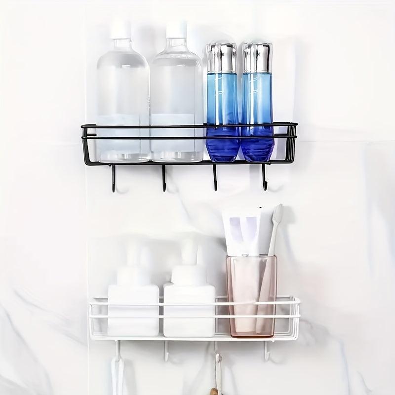 Adhesive Wall Mounted Bathroom Storage Rack Stainless Steel