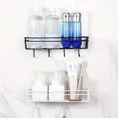 Adhesive Wall Mounted Bathroom Storage Rack Stainless Steel