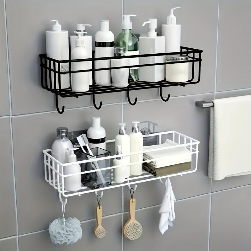 Adhesive Wall Mounted Bathroom Storage Rack Stainless Steel