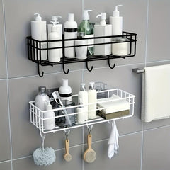 Adhesive Wall Mounted Bathroom Storage Rack Stainless Steel