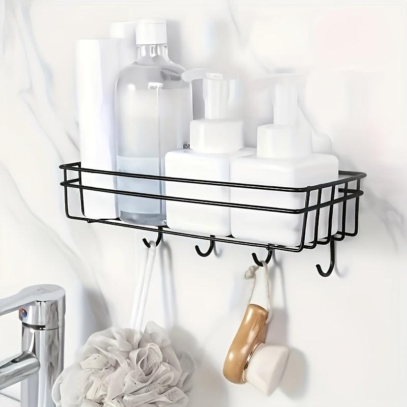 Adhesive Wall Mounted Bathroom Storage Rack Stainless Steel
