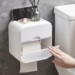 Waterproof Double Layer Bathroom Tissue Box Wall Mounted