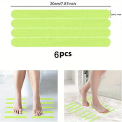 6pcs Luminous Bathroom Non slip Stickers Diamond Pattern Tub Tape