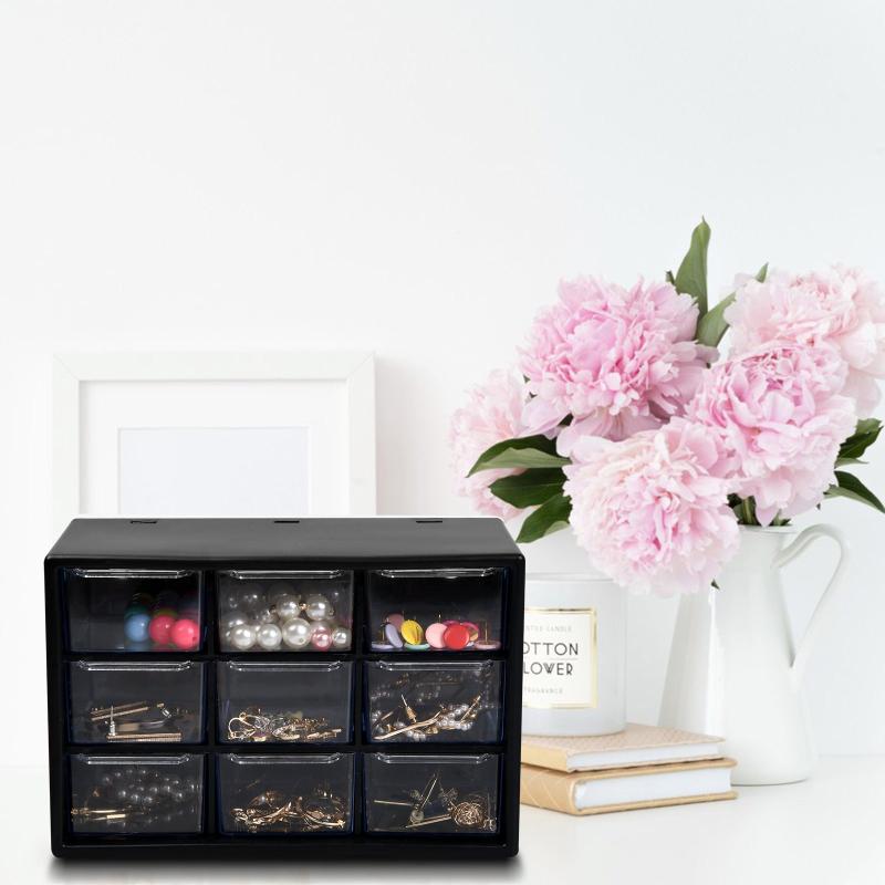 Portable Jewelry & Cosmetic Organizer with Adjustable Mini Cabinets
