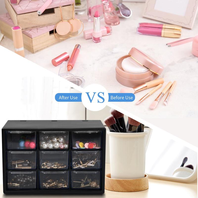 Portable Jewelry & Cosmetic Organizer with Adjustable Mini Cabinets