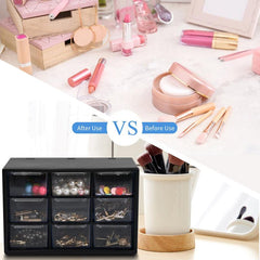 Portable Jewelry & Cosmetic Organizer with Adjustable Mini Cabinets