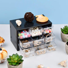 Portable Jewelry & Cosmetic Organizer with Adjustable Mini Cabinets
