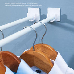 2pcs Shower Rod Holder Wall Installation with Punch Paste Bracket Clip