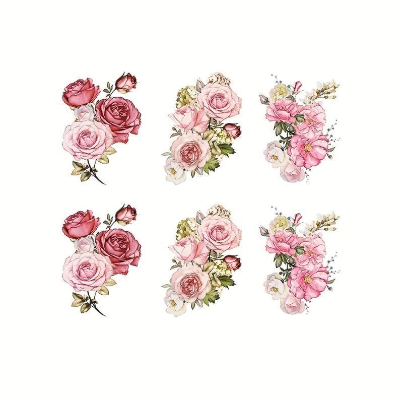 6pcs Flower Pattern Waterproof Bathtub Sticker Self Adhesive Decal