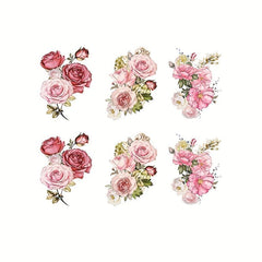 6pcs Flower Pattern Waterproof Bathtub Sticker Self Adhesive Decal