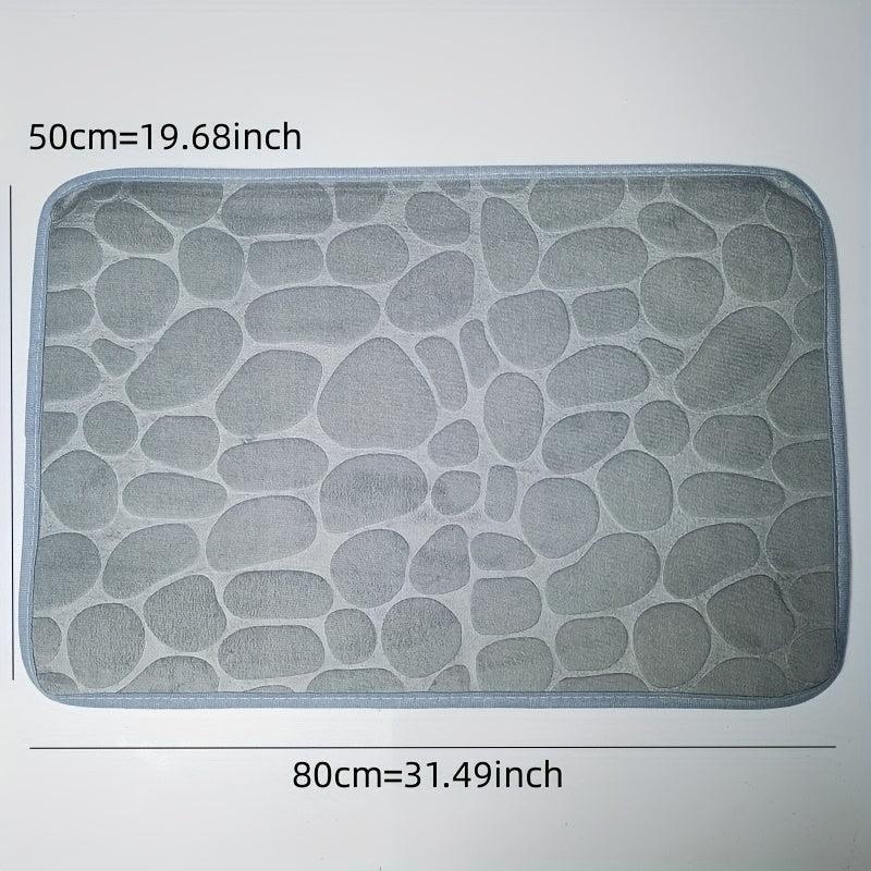 Memory Foam Bathroom Rug Cobblestone Embossed Rapid Water Absorbent