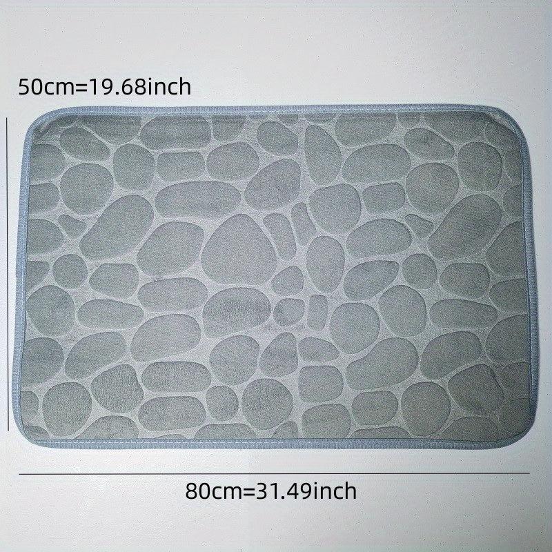 Memory Foam Bathroom Rug Cobblestone Embossed Rapid Water Absorbent