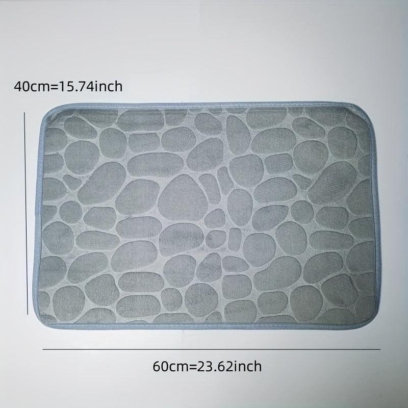 Memory Foam Bathroom Rug Cobblestone Embossed Rapid Water Absorbent