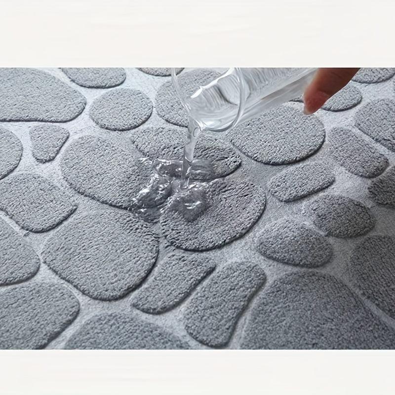 Memory Foam Bathroom Rug Cobblestone Embossed Rapid Water Absorbent