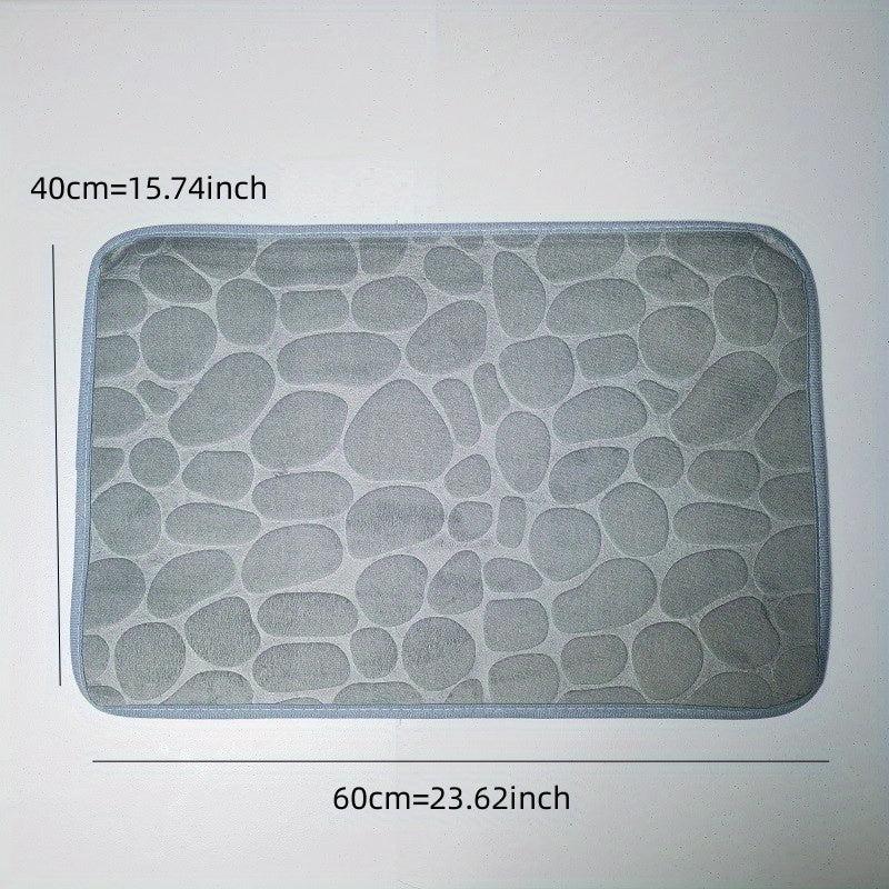Memory Foam Bathroom Rug Cobblestone Embossed Rapid Water Absorbent