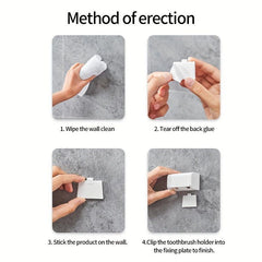 Dustproof Wall Mounted Toothbrush Holder 2 Slots Self Adhesive Organizer