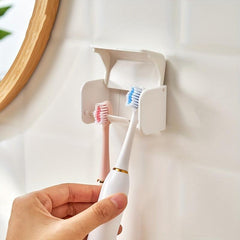 Dustproof Wall Mounted Toothbrush Holder 2 Slots Self Adhesive Organizer
