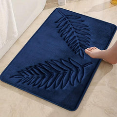 Navy Leaf Sponge Bathroom Mat Non Slip Anti Skid Bath Rug