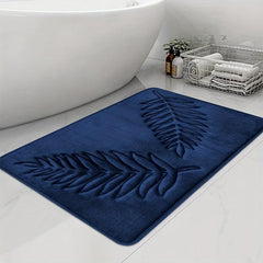 Navy Leaf Sponge Bathroom Mat Non Slip Anti Skid Bath Rug
