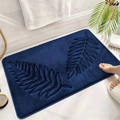 Navy Leaf Sponge Bathroom Mat Non Slip Anti Skid Bath Rug