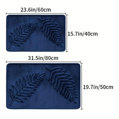 Navy Leaf Sponge Bathroom Mat Non Slip Anti Skid Bath Rug