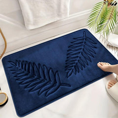 Navy Leaf Sponge Bathroom Mat Non Slip Anti Skid Bath Rug