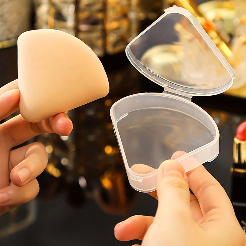 Portable Triangle Powder Puff Storage Box Transparent Dust proof Wet and Dry