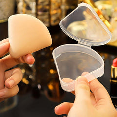 Portable Triangle Powder Puff Storage Box Transparent Dust proof Wet and Dry