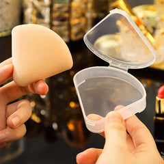 Portable Triangle Powder Puff Storage Box Transparent Dust proof Wet and Dry