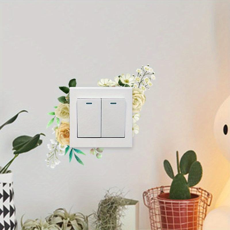 Non adhesive Plant Flower Switch Sticker Cartoon Switch Mural Paste Decoration